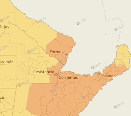 Alertas amarilla y naranja por tormentas en cuatro provincias para hoy