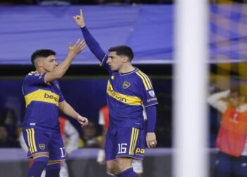 Merentiel marca el gol que abrió el marcador para Boca ante San Pablo en la Sudamericana
