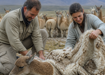 Mónica Reinsch y Eric Agustín transforman guanacos en una valiosa fuente de fibra