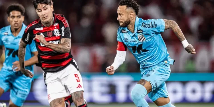 Neymar regresó tras su lesión y anotó dos goles en el empate del Santos contra Flamengo